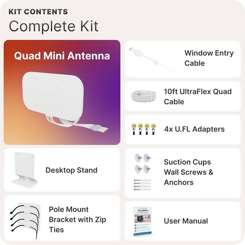 QuadMini: 4x4 MIMO External Antenna | Omnidirectional Antenna for 4G/5G Routers & Gateways | for T-Mobile Home Internet, Verizon, AT&T | Complete Kit w/ 10' Cable & Window Entry in Saudi Arabia