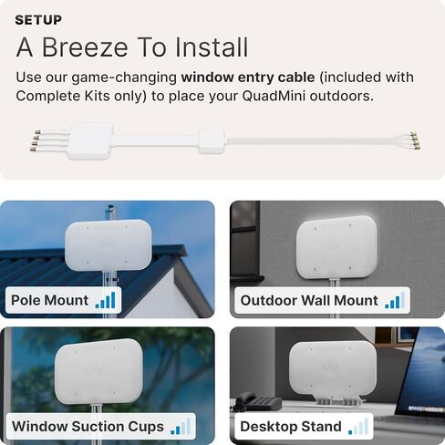 QuadMini: 4x4 MIMO External Antenna | Omnidirectional Antenna for 4G/5G Routers & Gateways | for T-Mobile Home Internet, Verizon, AT&T | Complete Kit w/ 10' Cable & Window Entry in Saudi Arabia