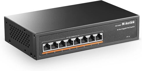 محول MokerLink 11 منفذ Gigabit PoE مع 8 منافذ PoE+، 2 جيجابت Uplink، 1 منفذ SFP، اكتشاف AI بقدرة 120 وات، جودة الخدمة، توصيل معدني بدون مروحة وتشغيل محول شبكة غير مُدار in Kuwait