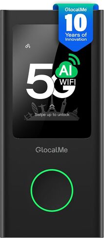 GlocalMe Numen Air 5G Mobile Hotspot, Portable WiFi Hotspot for Travel in 200+ Countries, Ultra High Speed Pocket Hotspot Device with Speed Up to 2.5Gbps, No SIM Card Required, 16 Connected Devices in Kuwait