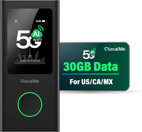 GlocalMe Numen Air 5G Mobile Hotspot, Portable WiFi Hotspot for Travel in 200+ Countries, Ultra High Speed Pocket Hotspot Device with Speed Up to 2.5Gbps, No SIM Card Required, 16 Connected Devices in Saudi Arabia