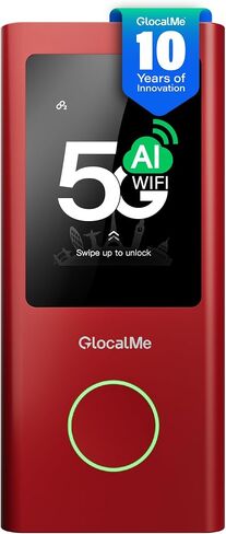 GlocalMe Numen Air 5G Mobile Hotspot, Portable WiFi Hotspot for Travel in 200+ Countries, Ultra High Speed Pocket Hotspot Device with Speed Up to 2.5Gbps, No SIM Card Required, 16 Connected Devices in Kuwait