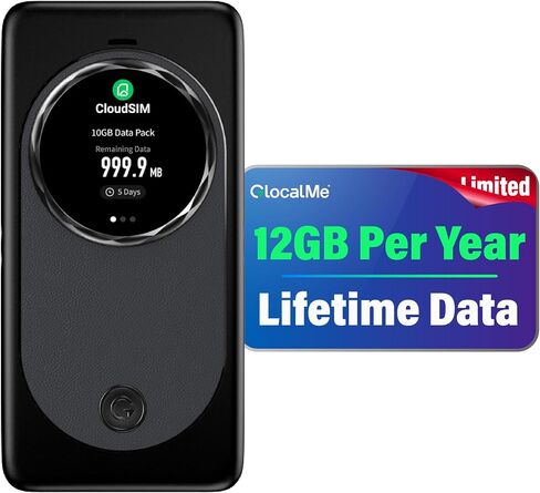 GlocalMe MeowGo G50Max 5G Mobile Hotspot, NTN Satellite Communication(SMS) | Portable WiFi Hotspot for Travel in 200+ Regions, AI Smart Pocket WiFi with Lifetime Data, 12GB Per Year, No SIM Required in Saudi Arabia