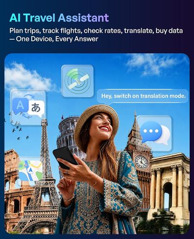 GlocalMe MeowGo G50Max 5G Mobile Hotspot, NTN Satellite Communication(SMS) | Portable WiFi Hotspot for Travel in 200+ Regions, AI Smart Pocket WiFi with Lifetime Data, 12GB Per Year, No SIM Required in Saudi Arabia