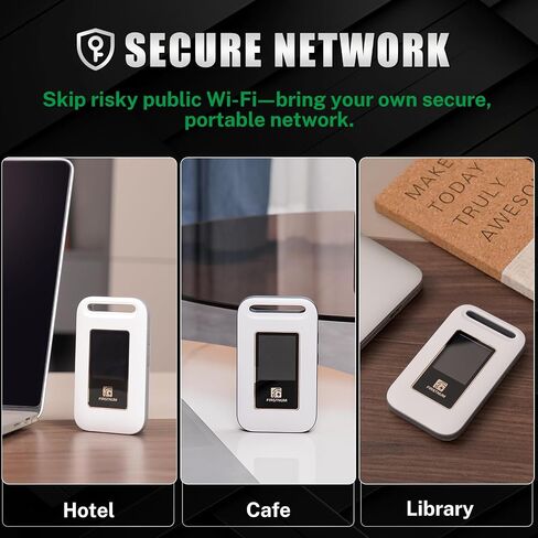 M4 Mobile Hotspot for Travel, 1GB Monthly Free Global Data, White | Portable 4G LTE ESIM WiFi for US & MX Business Trip for RV, Connect Up to 10 Devices, Wireless Hotspot Devices No Contract in Saudi Arabia