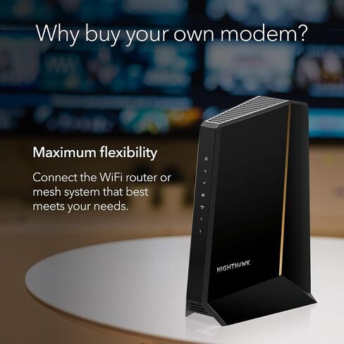 NETGEAR Nighthawk DOCSIS 3.1 Mid/high-Split Cable Modem (CM3000) – Approved for Today’s Fastest Speeds - Works with All Providers Incl. Xfinity, Spectrum, Cox - for Plans up to 2.5Gbps in Saudi Arabia