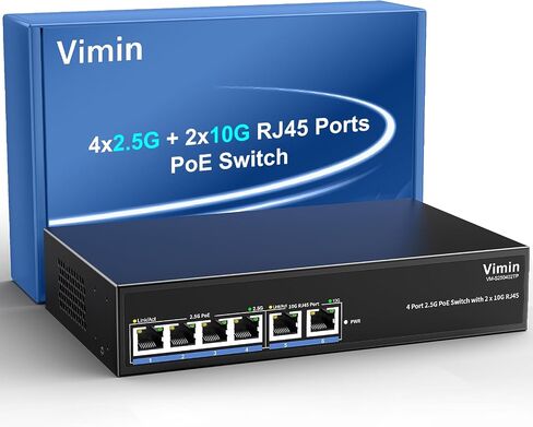 10-Port 10G/2.5G Ethernet Switch with Dual 10GBASE-T, Vimin 8X 2.5G +2 x 10Gb RJ45 Ports Unmanaged Switch, 80Gbps Capacity, 10G Switch Desktop/Wall Mount Network Switch for NAS, PC, Wireless AP in Saudi Arabia