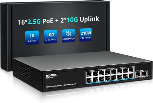 10Gbe Ethernet Switch Unmanaged with 2 x 10Gb RJ45 Ports + 4 x 2.5Gb Base-T Ports, Desktop/Wall Mount NICGIGA 6 Port 10Gbps Network Switch for Wireless AP, NAS, PC in Saudi Arabia
