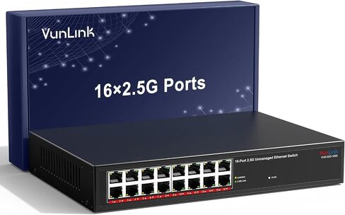 2.5Gb Ethernet Switch 24 Port Unmanaged, VunLink 24×2.5GbE RJ45 Multi-Gigabit Network Switch, Plug & Play, Rackmount/Desktop, Fanless Metal Design for NAS, Gaming, Office & Home Network in Saudi Arabia