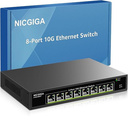 8 Port 10G Ethernet Switch Unmanaged,with 8X 10Gb Base-T Ports, NICGIGA 10Gbps Network Switch Easy for 10G NAS,PC,WiFi7 Router,10G Adapter/NIC. Desktop or 19-inch Rack Mount, Plug and Play. in Saudi Arabia