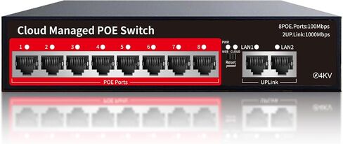 8 Port Gigabit PoE Switch with 2 Gigabit Uplink, 120W Built-in Power, 802.3af/at Compliant, Managed PoE+ Switch Support VLAN, QoS, Fanless Metal, Plug and Play(Desktop/Wall Mount) in Saudi Arabia