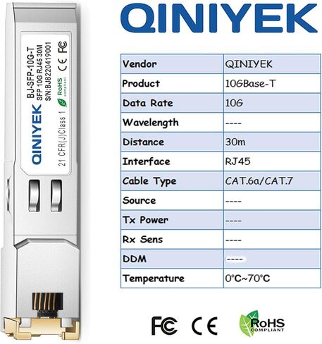 4-Pack 10G SFP+ to RJ45 Module, 10Gbase-T Transceiver Compatible with Cisco, Ubiquiti, TP-Link, Meraki, Netgear and Open switches, CAT6a/7, 30m/98.4ft Transmission in Saudi Arabia
