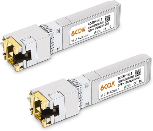 2Pack 10Gb SFP+ to RJ45 Ethernet Transceiver, 10Gbase-T Copper SFP Module | Compatible Cisco SFP-10G-T-S, Ubiquiti uacc-cm-rj45-mg, Netgear, Mikrotik s+rj10, TP-Link, CAT.6a/7, 30m/98.4ft in Kuwait