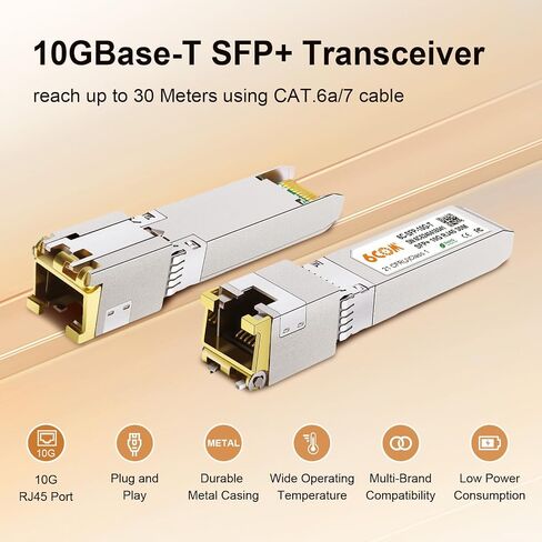 2Pack 10Gb SFP+ to RJ45 Ethernet Transceiver, 10Gbase-T Copper SFP Module | Compatible Cisco SFP-10G-T-S, Ubiquiti uacc-cm-rj45-mg, Netgear, Mikrotik s+rj10, TP-Link, CAT.6a/7, 30m/98.4ft in Kuwait