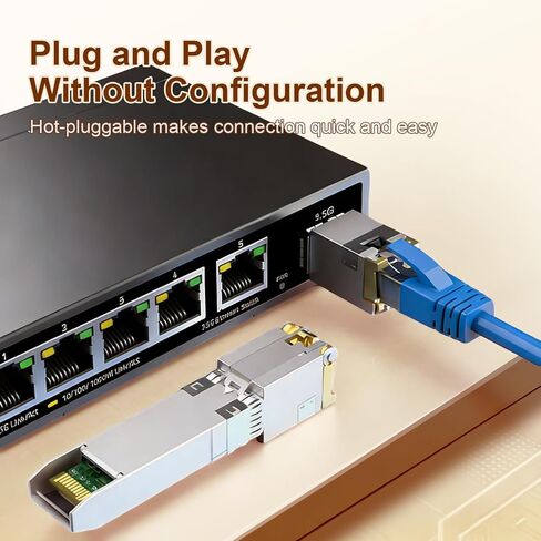 2Pack 10Gb SFP+ to RJ45 Ethernet Transceiver, 10Gbase-T Copper SFP Module | Compatible Cisco SFP-10G-T-S, Ubiquiti uacc-cm-rj45-mg, Netgear, Mikrotik s+rj10, TP-Link, CAT.6a/7, 30m/98.4ft in Kuwait