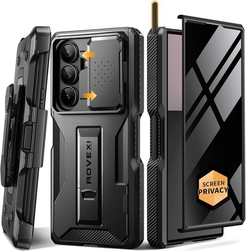 TONGATE for Z Fold 8 Ultra Case with Stylus & Pen Holder,Privacy Screen | Built-in Slide Camera Cover & Stand, Anti Spy, Military Drop Case for Samsung Galaxy Z Fold 8 Ultra with Belt Clip, Black in Saudi Arabia