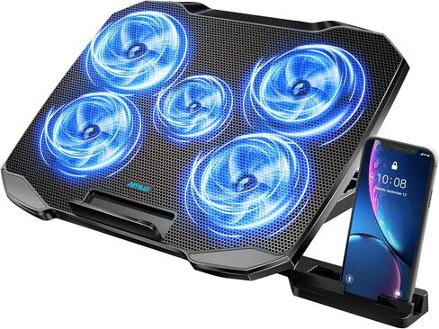 AIMIUZI Laptop Cooling Pad Laptop Cooler Stand, Laptop Fan Cooling Pad for 12-15.6 Inch Laptop Notebooks, 5 Quiet Fans, 5 Angle Adjustable Laptop Cooling Stand (Black) in Saudi Arabia