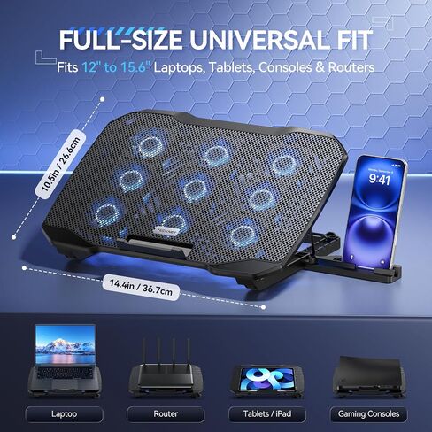 TECKNET Laptop Cooling Pad with Phone Stand, Laptop Cooler for 12-15.6 Inch in Saudi Arabia