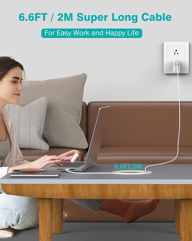 Charger for MacBook Air MacBook Pro 13 14 15 16 inch 2025 2024 2023 2022 2021 2020, M1 M2 M3 M4 Laptop 70W USB C Power Adapter, iPad, LED, 6.6FT USB-C Cable, Charging as Fast as Original Quality in Saudi Arabia