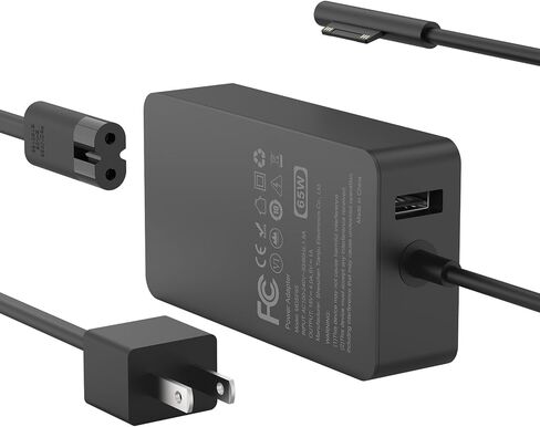 65W Charger Compatible with Microsoft Surface Pro 11, 10, 9, 8, 7+, 7, 6, 5, 4, 3, X, Power Adapter for Windows Surface Laptop 7/6/5/4/3/2/1, Go Tablet, Book 3/2/1, Support 44W, 36W, LED, 10FT in Saudi Arabia