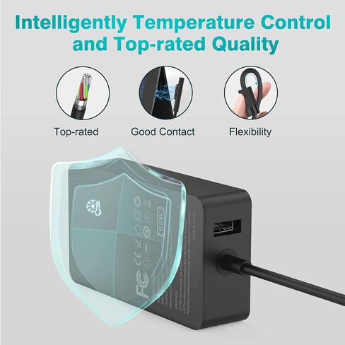 65W Charger Compatible with Microsoft Surface Pro 11, 10, 9, 8, 7+, 7, 6, 5, 4, 3, X, Power Adapter for Windows Surface Laptop 7/6/5/4/3/2/1, Go Tablet, Book 3/2/1, Support 44W, 36W, LED, 10FT in Saudi Arabia
