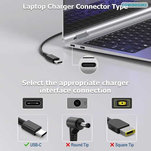 65W USB C Laptop Charger Compatible with Lenovo ThinkPad X1 X13 T14 T15 E14 E15 T480s T490 E480 Yoga 7i 9i Thinkbook 13s 14 15 16 Plus G4 65W 45W Computer Charger USB Type C AC Power Adapter in Saudi Arabia