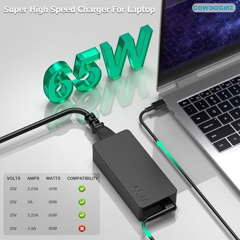 65W USB C Laptop Charger Compatible with Lenovo ThinkPad X1 X13 T14 T15 E14 E15 T480s T490 E480 Yoga 7i 9i Thinkbook 13s 14 15 16 Plus G4 65W 45W Computer Charger USB Type C AC Power Adapter in Saudi Arabia