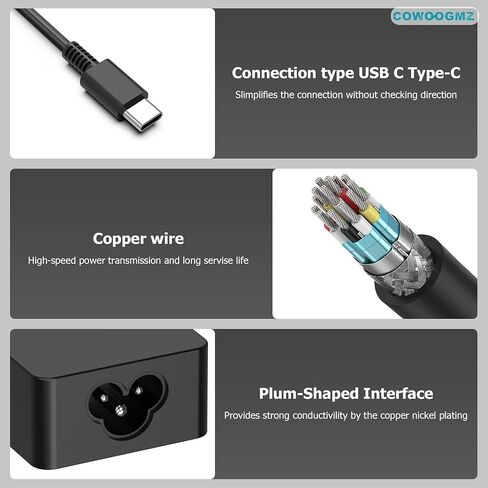 65W USB C Laptop Charger Compatible with Lenovo ThinkPad X1 X13 T14 T15 E14 E15 T480s T490 E480 Yoga 7i 9i Thinkbook 13s 14 15 16 Plus G4 65W 45W Computer Charger USB Type C AC Power Adapter in Saudi Arabia