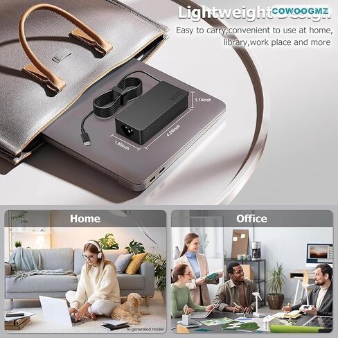 65W USB C Laptop Charger Compatible with Lenovo ThinkPad X1 X13 T14 T15 E14 E15 T480s T490 E480 Yoga 7i 9i Thinkbook 13s 14 15 16 Plus G4 65W 45W Computer Charger USB Type C AC Power Adapter in Saudi Arabia