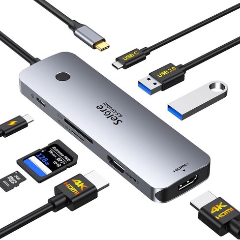 Selore USB C Docking Station Dual Monitor, USB C to Dual HDMI Adapter in Kuwait