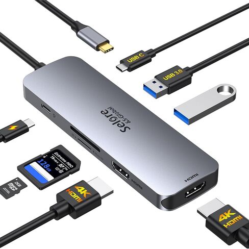 Selore USB C Docking Station Dual Monitor, USB C to Dual HDMI Adapter in Kuwait
