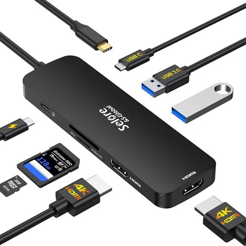 Selore USB C Docking Station Dual Monitor, USB C to Dual HDMI Adapter in Kuwait