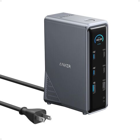 Anker Prime Docking Station, 14-in-1 Laptop Docking Station Dual Monitor | Dual 4K HDMI, 160W Max Output, 10Gbps Data Transfer, Smart Interface, Audio and Ethernet Ports for Dell, HP, Lenovo and More in Kuwait
