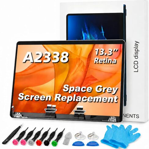قطعة بديلة للشاشة A2338 لجهاز MacBook Pro M1 2020 2022 مقاس 13.3 بوصة 2560x1600 مجموعة كاملة لشاشة LCD بديلة لـ EMC 3578 رمادي فضائي in Kuwait