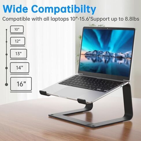 Laptop Stand for Desk Portable Computer Riser Metal Notebook Holder Printer Stand Office Desk Accessories Compatible with MacBook Air, Pro, Dell, HP, Lenovo and All 10-16" Laptops, Black in Saudi Arabia