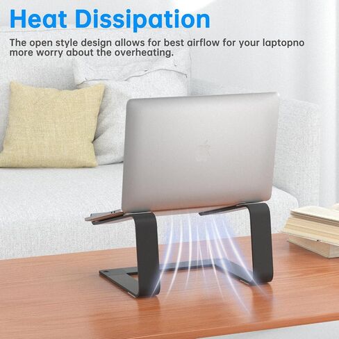 Laptop Stand for Desk Portable Computer Riser Metal Notebook Holder Printer Stand Office Desk Accessories Compatible with MacBook Air, Pro, Dell, HP, Lenovo and All 10-16" Laptops, Black in Saudi Arabia
