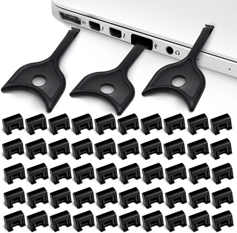 USB A Port Blockers 50 Pack, Security Locks with 3 Removal Keys, Black in Kuwait