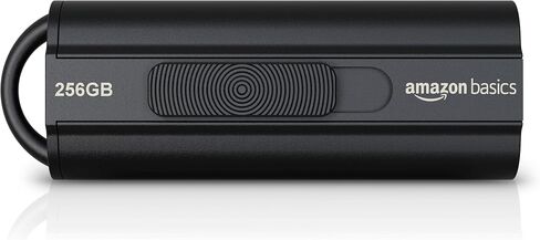 Amazon Basics 256 GB Ultra Fast USB 3.1 Flash Drive, High Capacity External Storage for Photos Videos, Retractable Design, 130MB/s Transfer Speed, Black in Kuwait