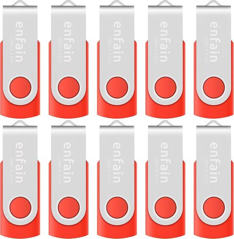 Enfain 16GB USB 2.0 Flash Drive 10 Pack | Swivel Thumb Drives with 31 Labels | Gift-Ready Packaging for Corporate Events, Office & Team Distributions (Black) in Kuwait