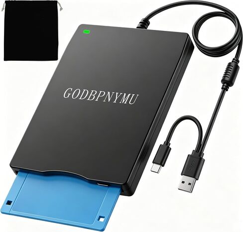 External USB-C Floppy Disk Drive,3.5-inch Floppy Disk Drive | 1.44MB Reader/Writer for Laptop USB-A & USB-C dual ports · Storage bag included · Win/Mac compatible in Kuwait