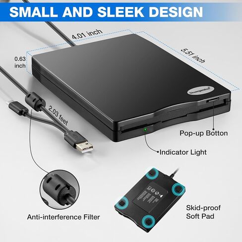 Floppy Disk Reader 3.5 inch USB Floppy Disk Drive External 3 1/2 Floppy disc Reader Portable Floppy Diskette Drive USB C for PC Laptop Notebook Computer with Windows 11/10(Frosted Texture, 3.5 Inch) in Saudi Arabia