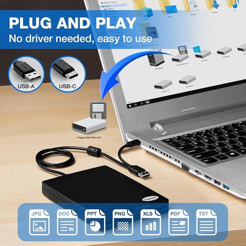 Floppy Disk Reader 3.5 inch USB Floppy Disk Drive External 3 1/2 Floppy disc Reader Portable Floppy Diskette Drive USB C for PC Laptop Notebook Computer with Windows 11/10(Frosted Texture, 3.5 Inch) in Saudi Arabia