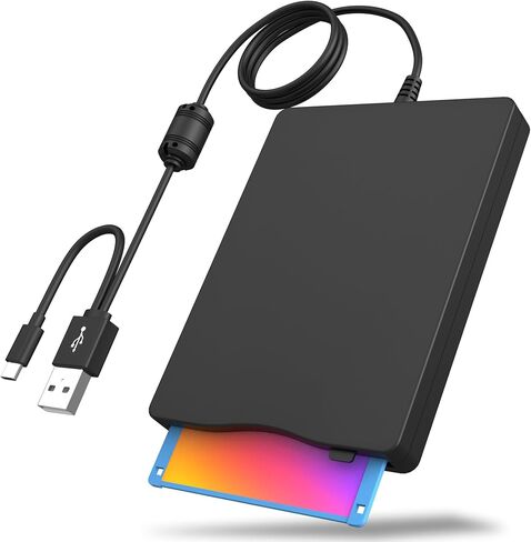 Wbacon Floppy Disk Reader, 3.5 inch External Floppy Disk Drive USB Type-C | Portable FDD Floppy Disk Drive for PC Laptop Windows 11/10/8/7/2000/XP Retro Gaming in Saudi Arabia