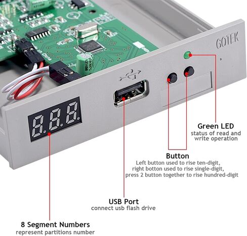 GoTEK SFR1M44-U100 3.5 بوصة 1.44 ميجابايت USB SSD محاكي محرك الأقراص المرنة رمادي in Kuwait