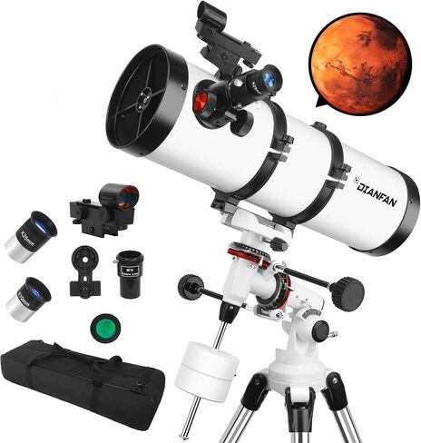 150EQ Professional Astronomy Telescope for Adults High Powered | Portable Manual Equatorial Reflector Telescope for Beginners, Stainless Steel Tripod, Phone Adapter, Moon Filter & Carry Bag in Saudi Arabia