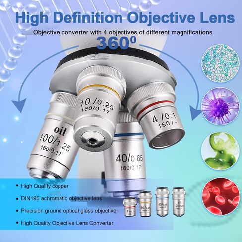 Trinocular Microscope, 40X-5000X Magnification, Research Grade Professional Microscope with USB Camera and Mechanical Mount for Adults in Saudi Arabia