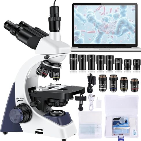 Trinocular Microscope 40X-5000X Magnification Laboratory Grade with Dual Mechanical Stage and HD USB Camera Microscopes for Adults（Adult Trinocular Microscope with Electronic Eyepiece） in Saudi Arabia