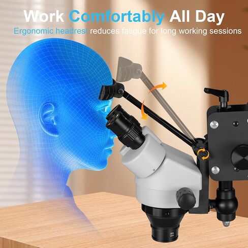 DZQ Jewelers Microscope with Ball Vise 7X-45X Micro Inlaid Mirror | 360°Rotation Spring Bracket, 60 LED Ring Light Illuminator, Jewelry Microscope for Diamond Making in Saudi Arabia