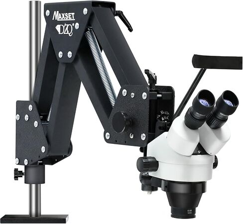 DZQ Jewelers Microscope with Ball Vise 7X-45X Micro Inlaid Mirror | 360°Rotation Spring Bracket, 60 LED Ring Light Illuminator, Jewelry Microscope for Diamond Making in Saudi Arabia
