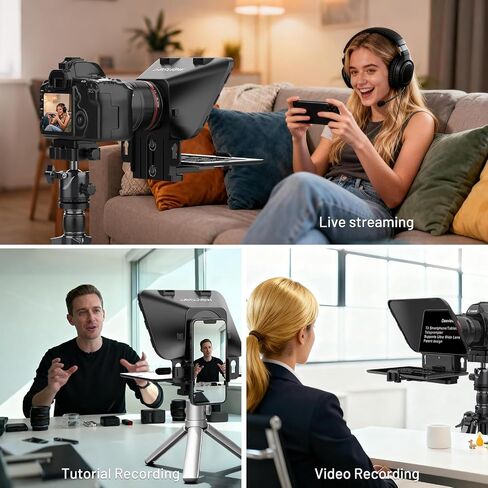 Desview T3 Teleprompter for Camera & Smartphone - Supports iPad/Tablet up to 10" - Beam Splitter Glass with Bluetooth Remote - Wide Angle Support for YouTube, TikTok & Live Streaming in Saudi Arabia
